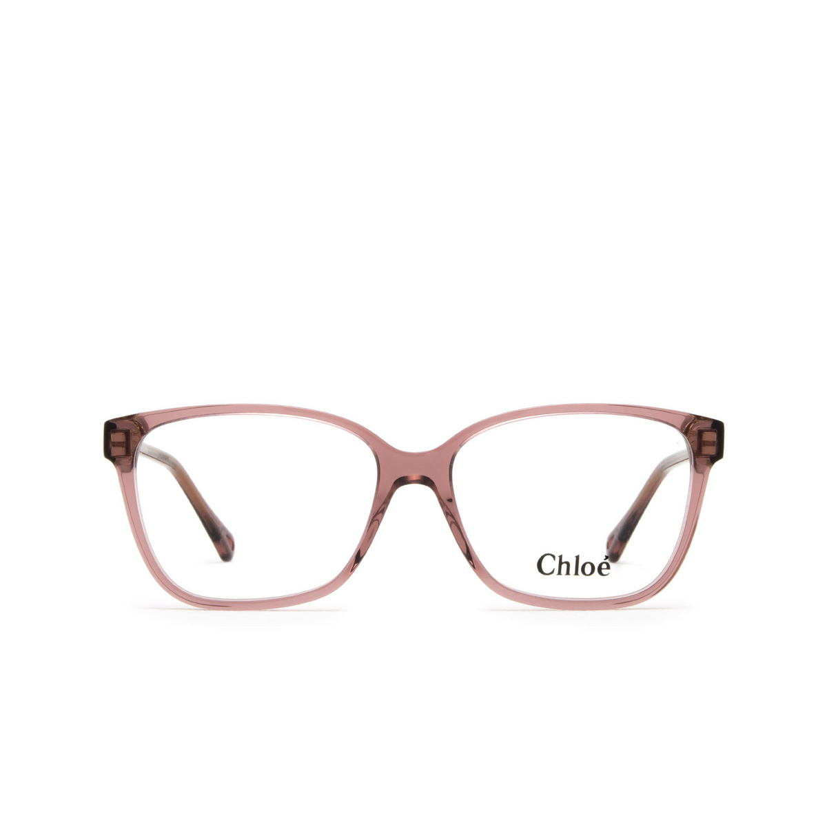 Chloé® Rectangle Eyeglasses: CH0115O color 004 Transparent Pink - front view