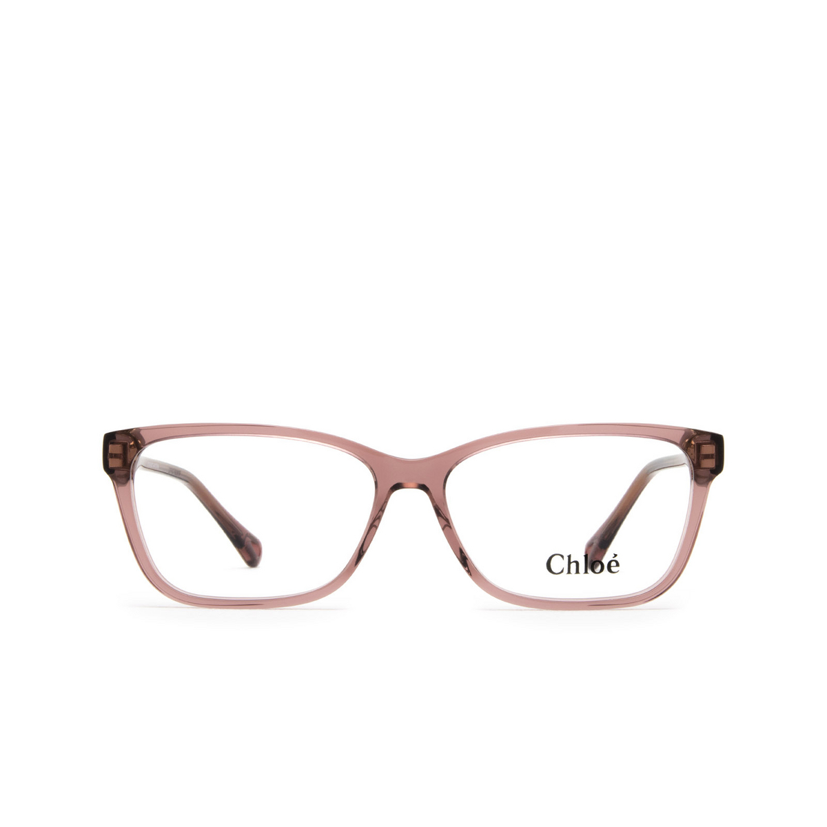 Chloé® Rectangle Eyeglasses: CH0116O color Transparent Pink 008 - front view.