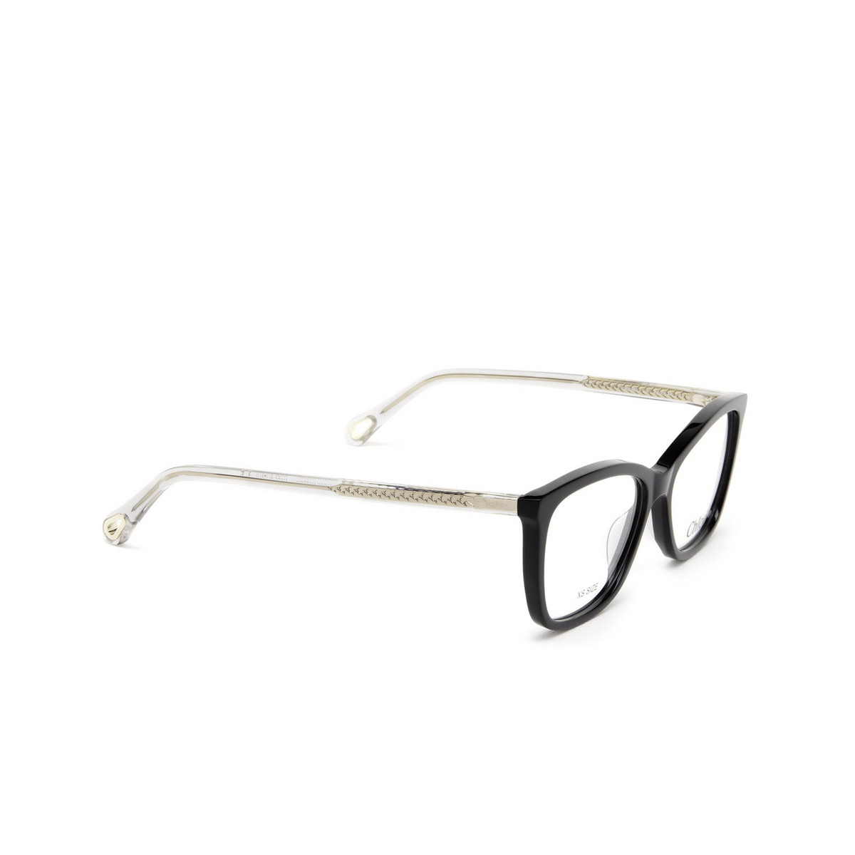 Chloé® Cat-eye Eyeglasses: CH0118O color Black 001 - three-quarters view.