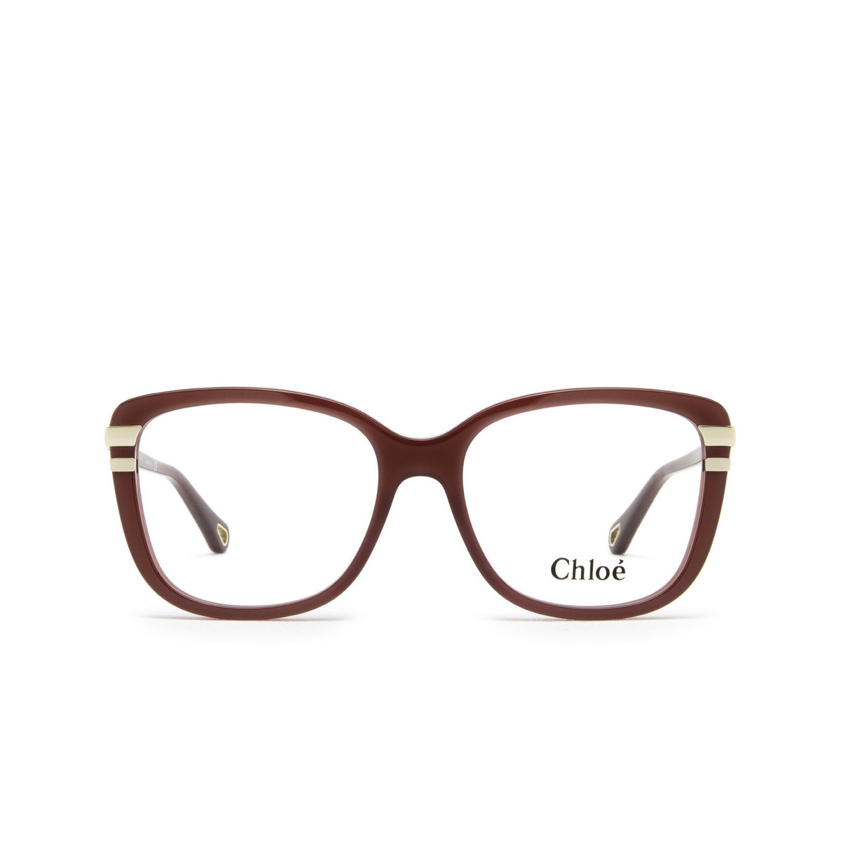 Chloé® Rectangle Eyeglasses: CH0119O color Burgundy 004 - front view.