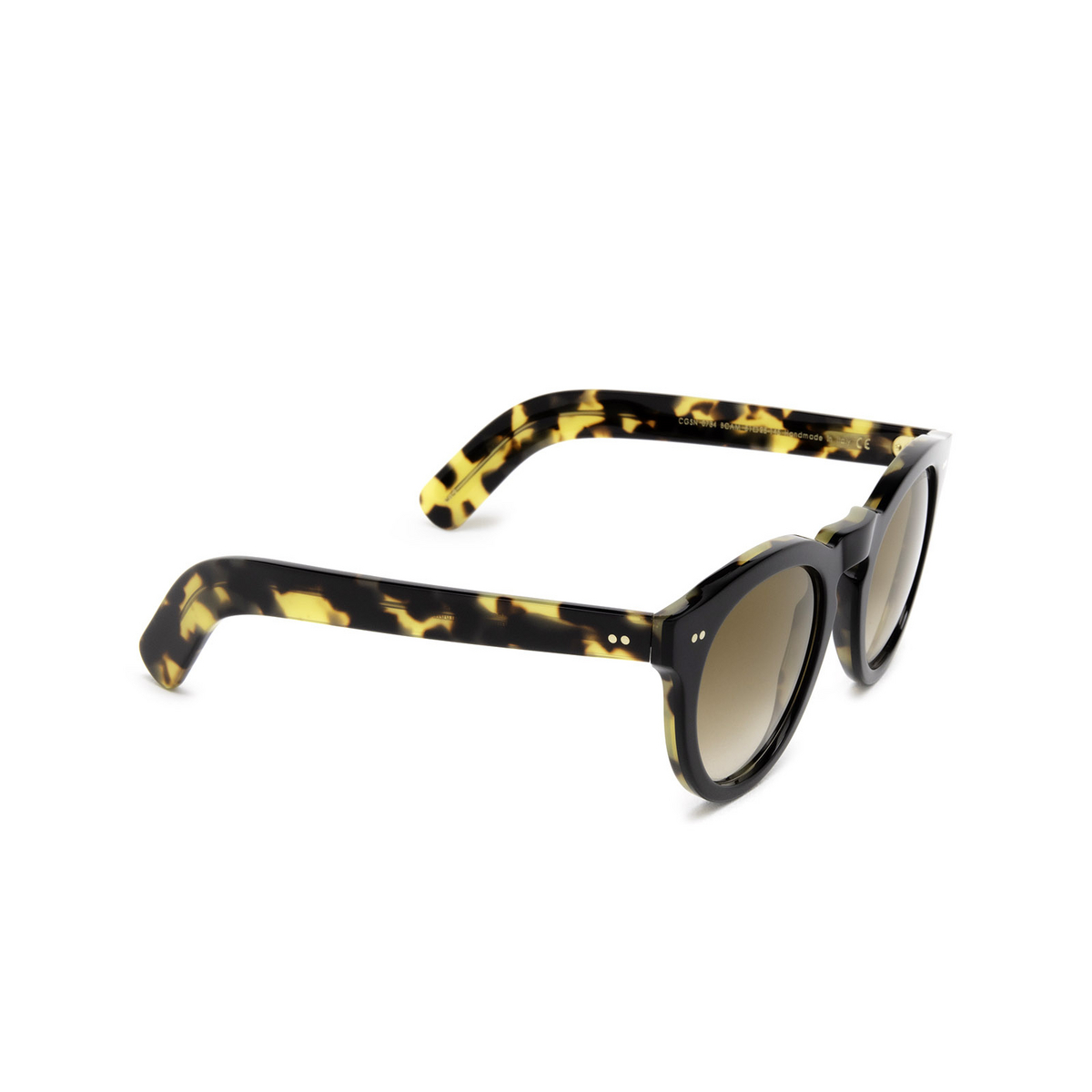 Cutler and Gross® Round Sunglasses: 0734 SUN color Black On Camo Bcam - three-quarters view.