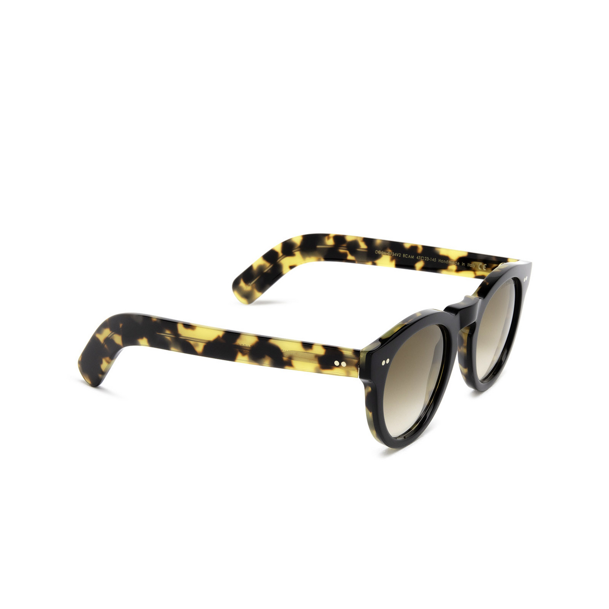 Cutler and Gross® Round Sunglasses: 0734V2 SUN color Black On Camo Bcam - three-quarters view.