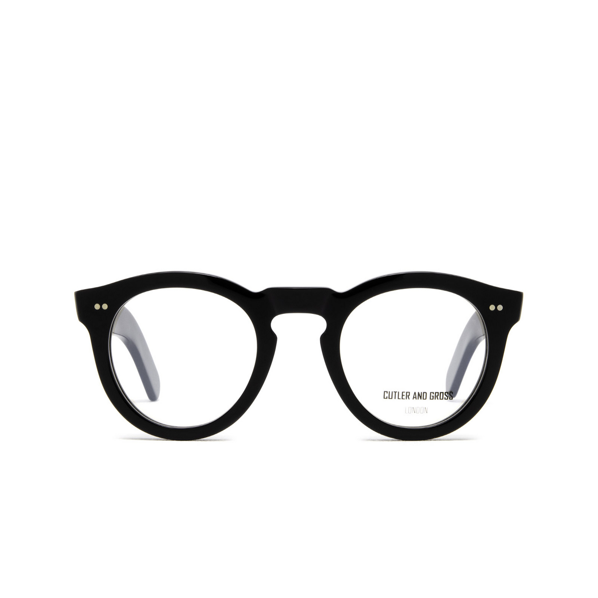 Cutler and Gross® Round Eyeglasses: 0734V3 color Black B - front view.