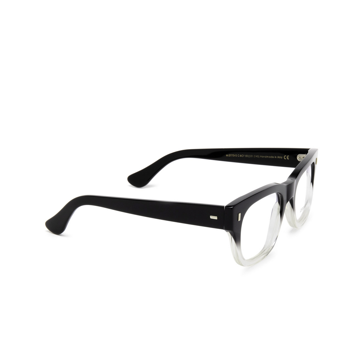 Cutler and Gross® Square Eyeglasses: 0772V2 color Black To Clear Fade Bcf - three-quarters view.