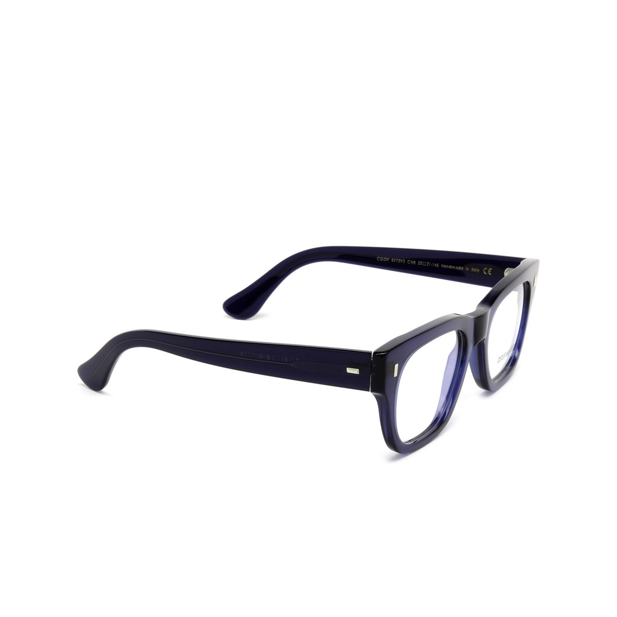 Cutler and Gross® Square Eyeglasses: 0772V2 color Classic Navy Blue Cnb - three-quarters view.