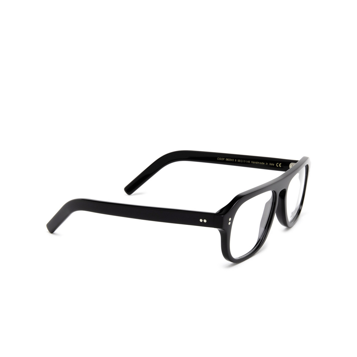 Cutler and Gross® Aviator Eyeglasses: 0822V2 color Black B - three-quarters view.
