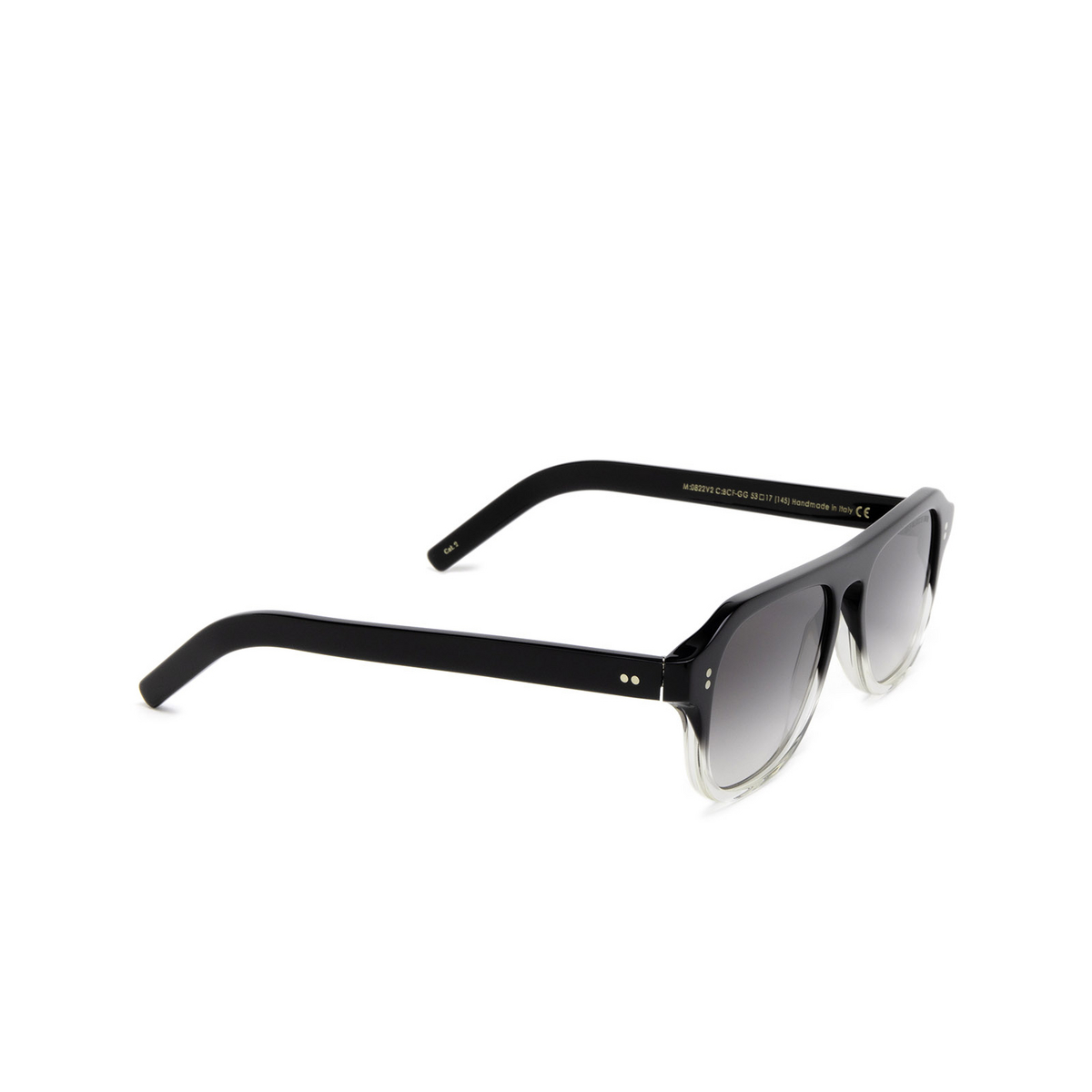 Cutler and Gross® Aviator Sunglasses: 0822V2 SUN color Black To Clear Fade Bcf - three-quarters view.