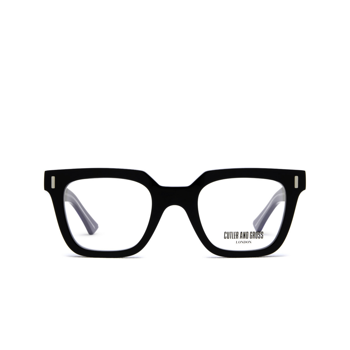 Cutler and Gross® Square Eyeglasses: 1305 color Black 01 - front view.