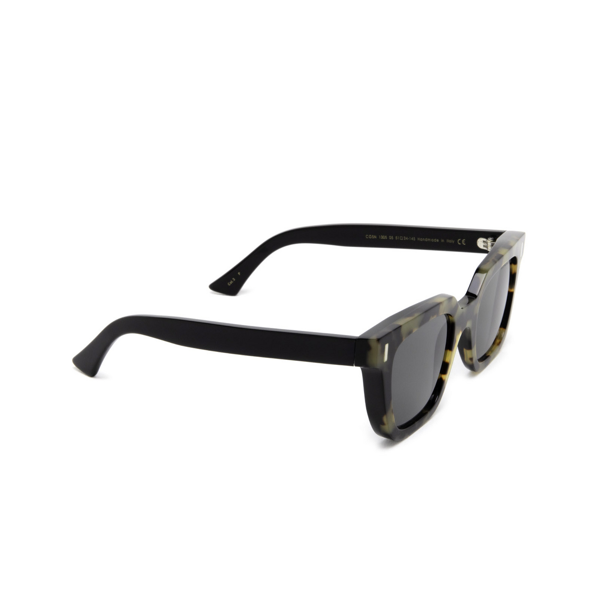 Cutler and Gross® Square Sunglasses: 1305 SUN color Green Camo On Black 05 - three-quarters view.