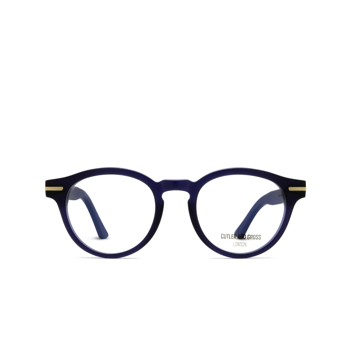 Cutler and Gross® Round Eyeglasses: 1338 color Classic Navy Blue 03 - front view.