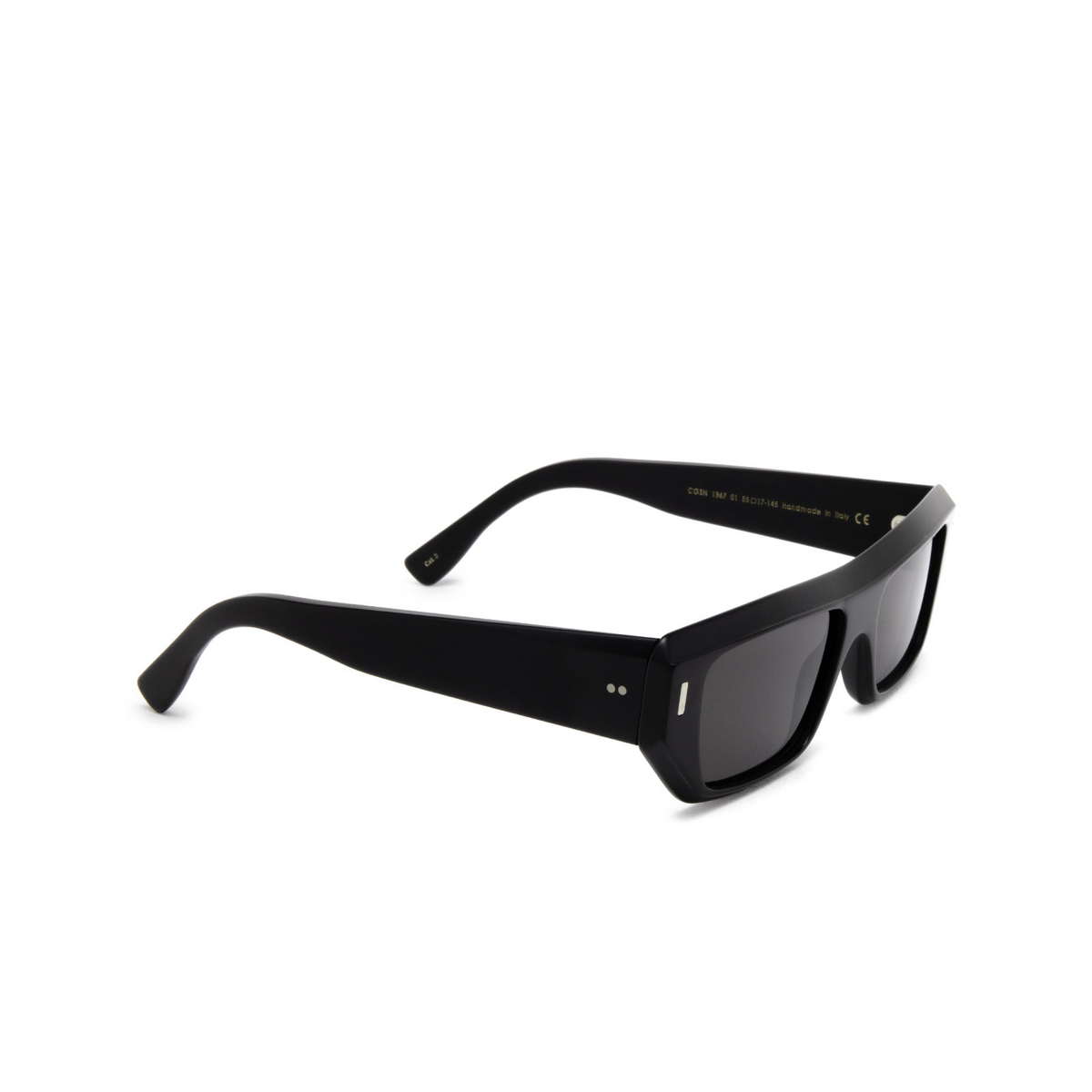 Cutler and Gross® Rectangle Sunglasses: 1367 SUN color Black 01 - three-quarters view.