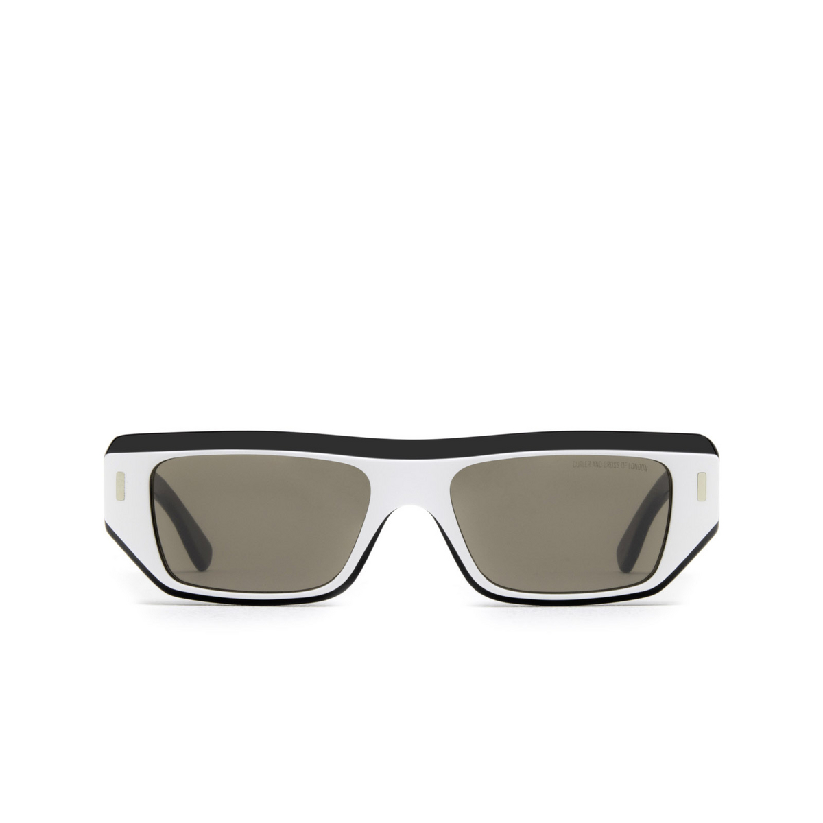 Cutler and Gross® Rectangle Sunglasses: 1367 SUN color White On Matt Black 04 - front view.
