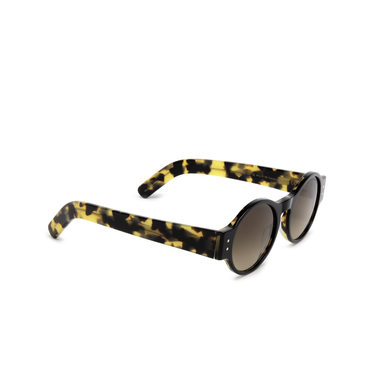 Cutler and Gross® Round Sunglasses: 1374 SUN color Black On Camo 02 - three-quarters view.