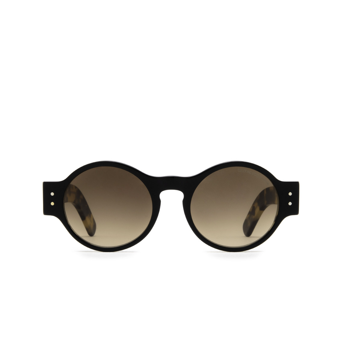 Cutler and Gross® Round Sunglasses: 1374 SUN color Black On Camo 02 - front view.