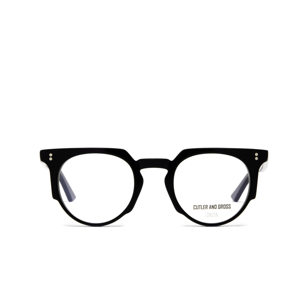 Cutler and Gross® Irregular Eyeglasses: 1383 color 01 Blue On Black - front view