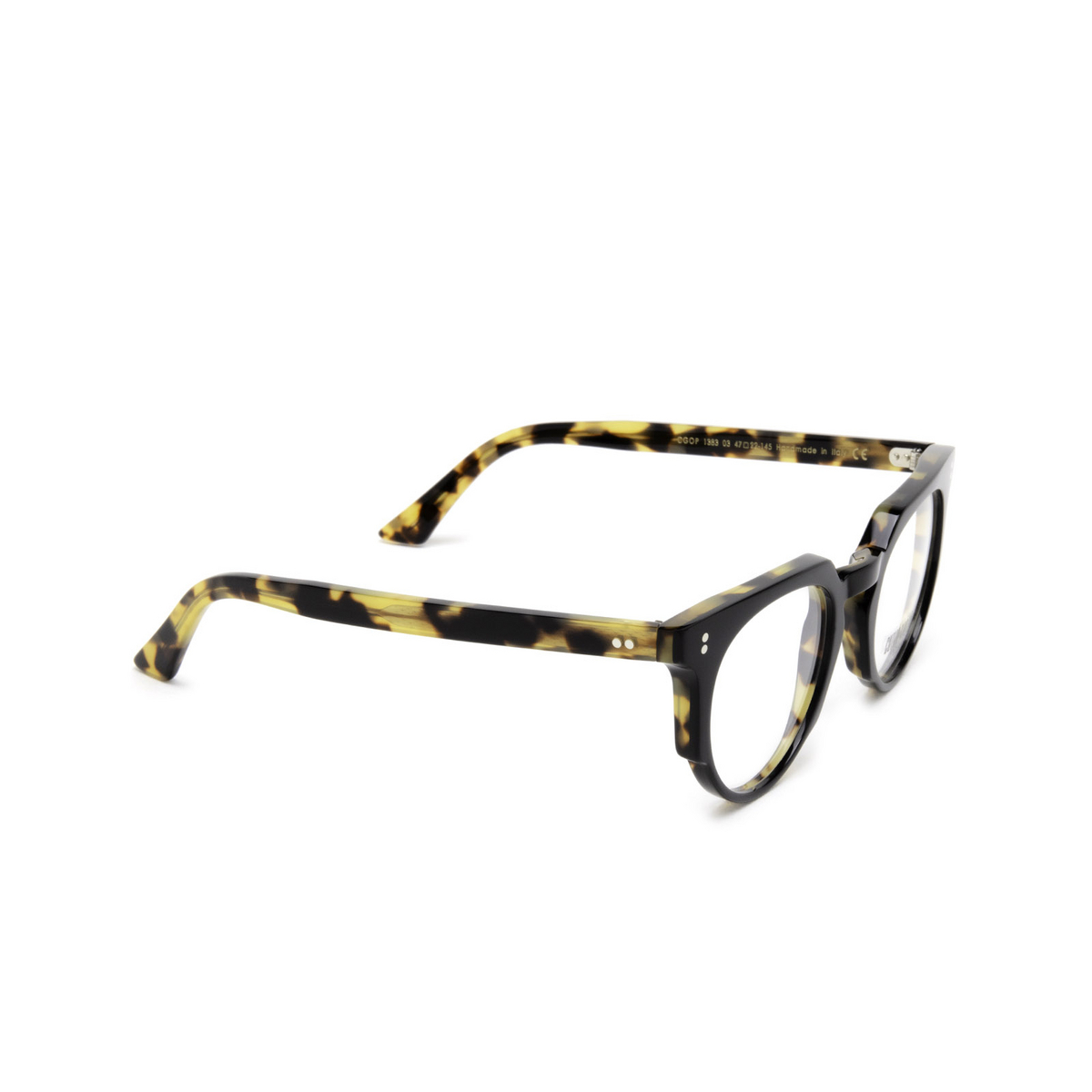 Cutler and Gross® Irregular Eyeglasses: 1383 color Black On Camo 03 - three-quarters view.