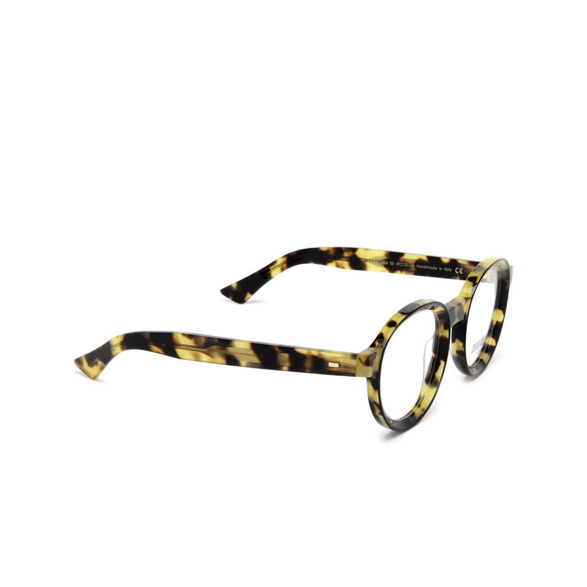 Cutler and Gross® Round Eyeglasses: 1384 color Black On Camo 03 - three-quarters view.