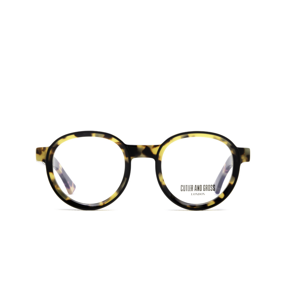 Cutler and Gross® Round Eyeglasses: 1384 color Black On Camo 03 - front view.