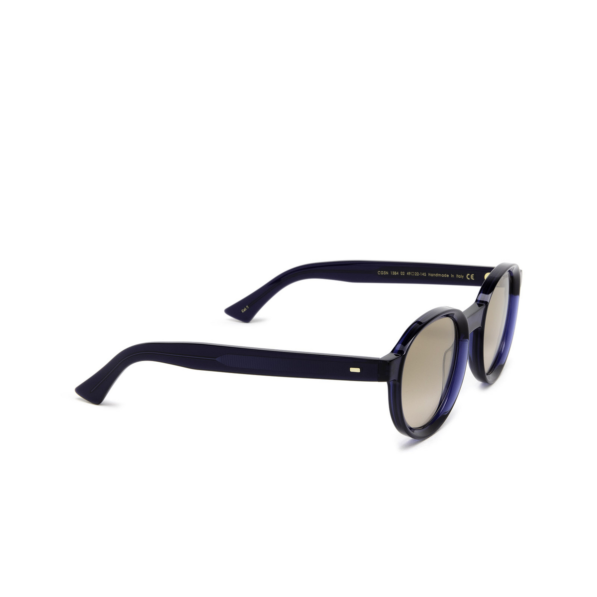 Cutler and Gross® Round Sunglasses: 1384 SUN color Classic Navy Blue 02 - three-quarters view.