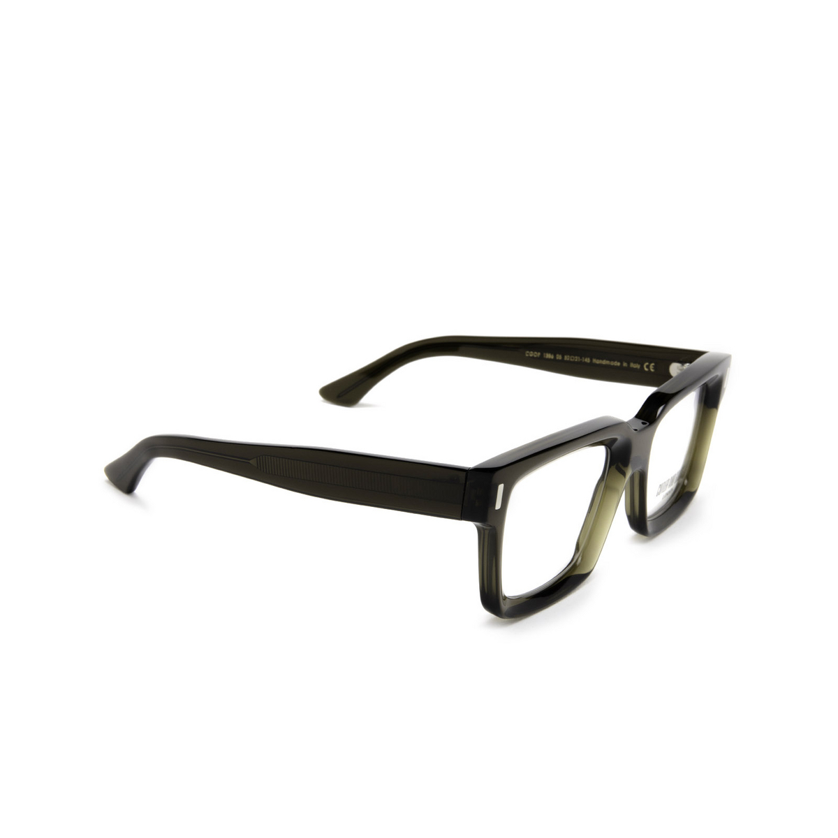 Cutler and Gross® Rectangle Eyeglasses: 1386 color Olive Green 05 - three-quarters view.