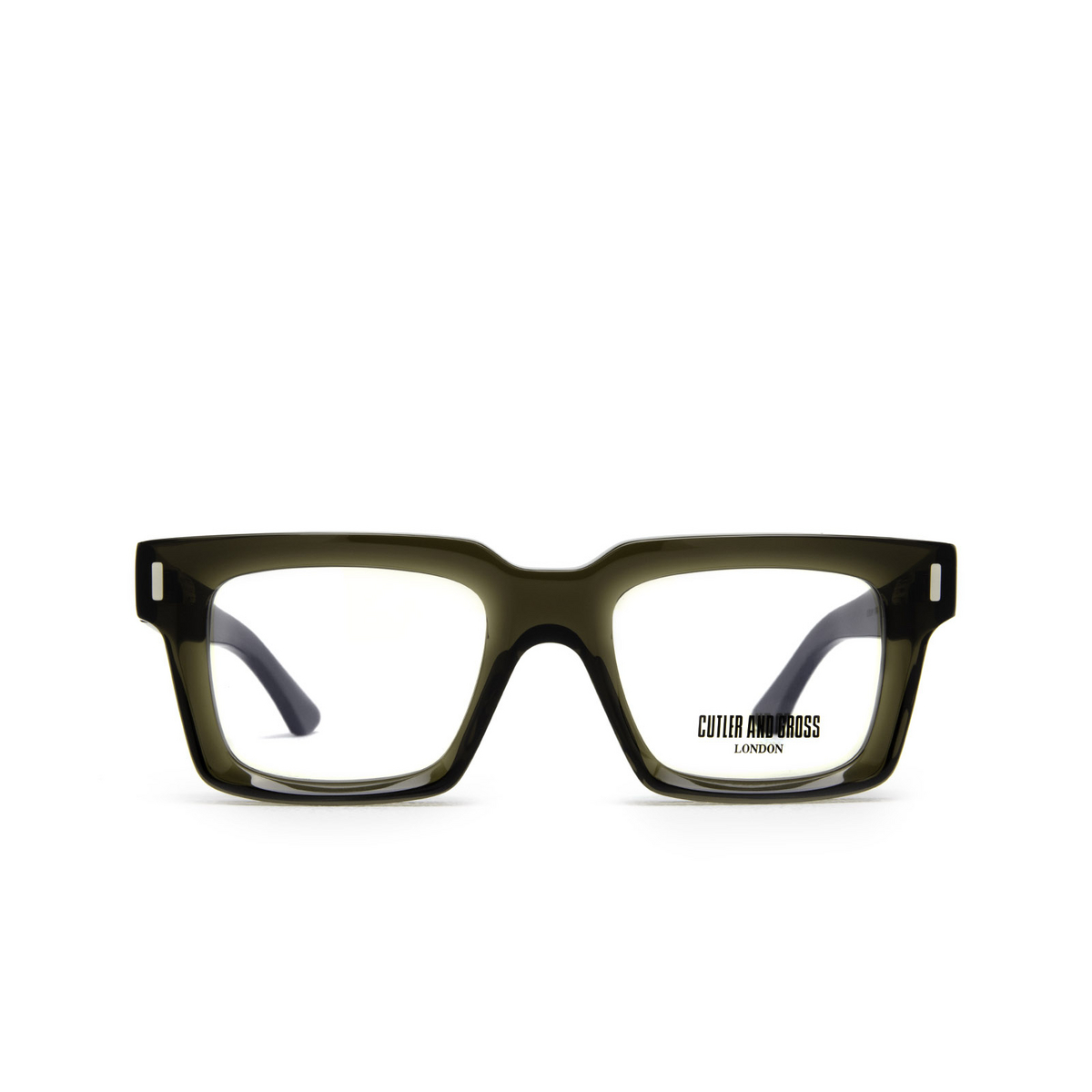 Cutler and Gross® Rectangle Eyeglasses: 1386 color Olive Green 05 - front view.