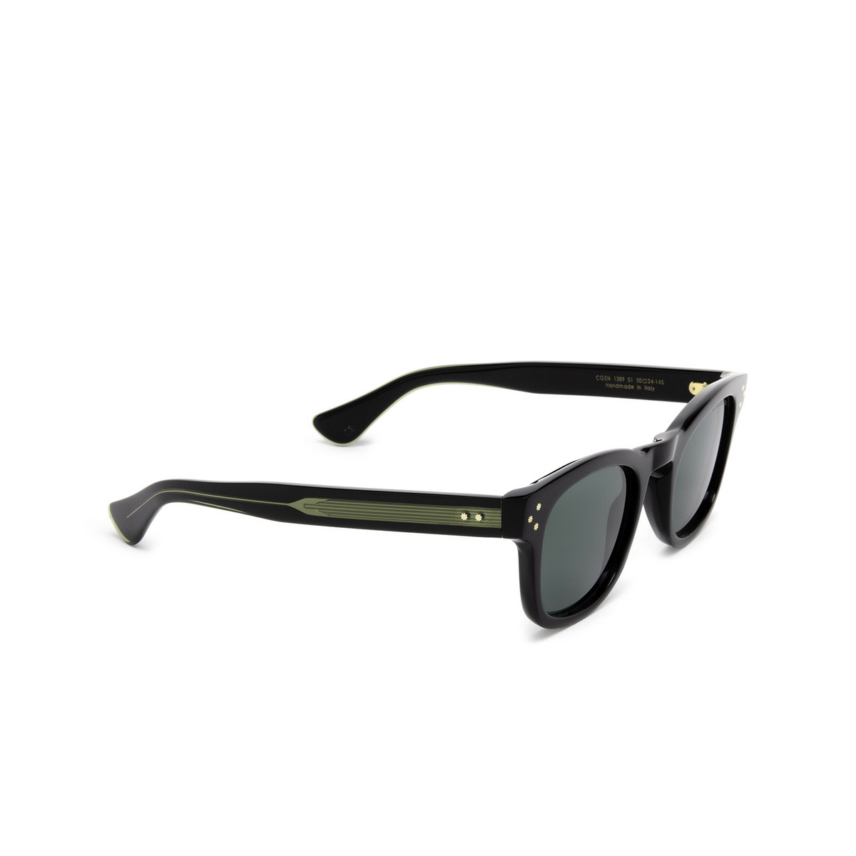 Cutler and Gross® Square Sunglasses: 1389 SUN color Black 01 - three-quarters view.