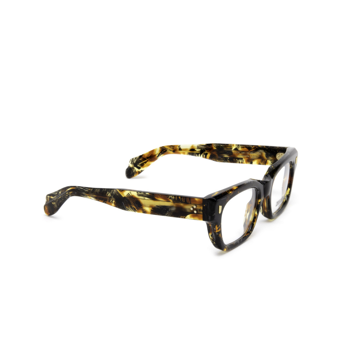 Cutler and Gross® Square Eyeglasses: 1391 color Brush Stroke 02 - three-quarters view.