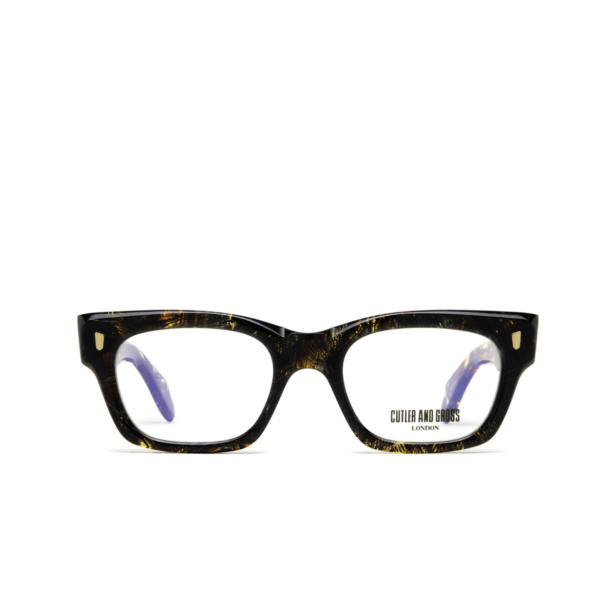 Cutler and Gross® Square Eyeglasses: 1391 color Brush Stroke 02 - front view.