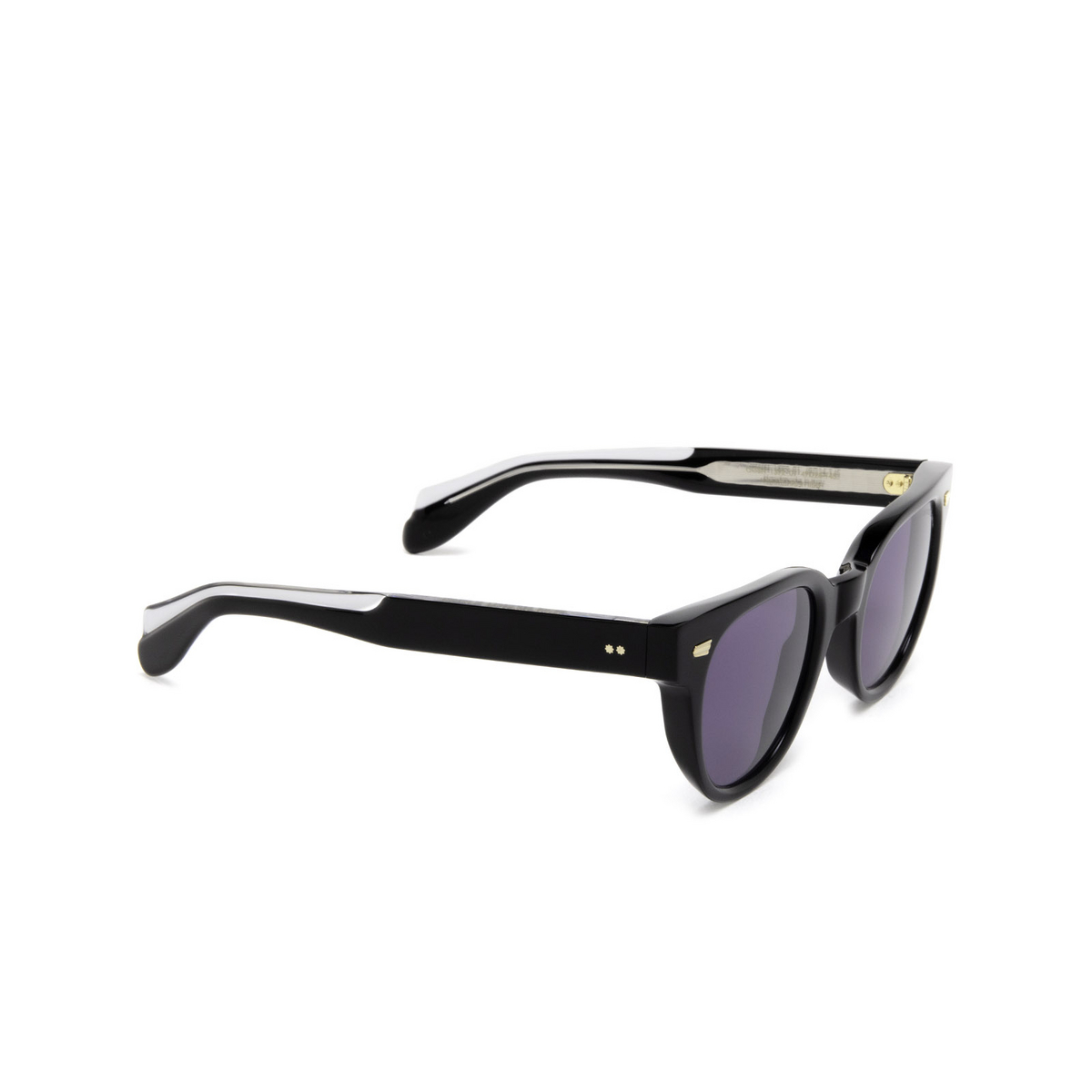 Cutler and Gross® Round Sunglasses: 1392 SUN color Black 01 - three-quarters view.