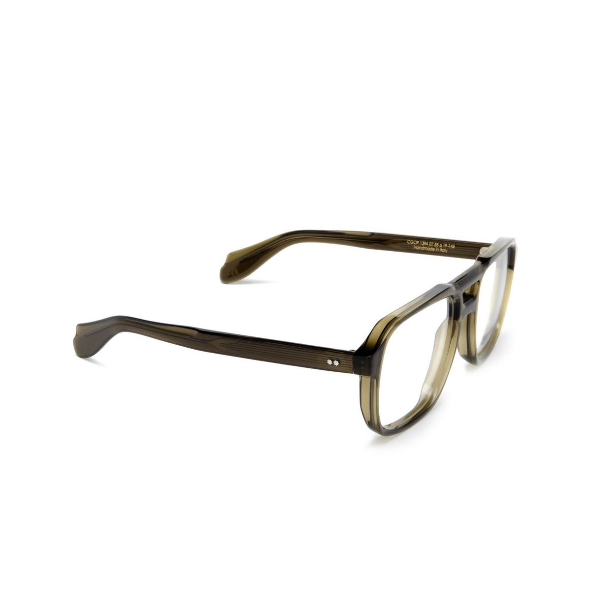 Cutler and Gross 1394 Eyeglasses 07 Olive - three-quarters view