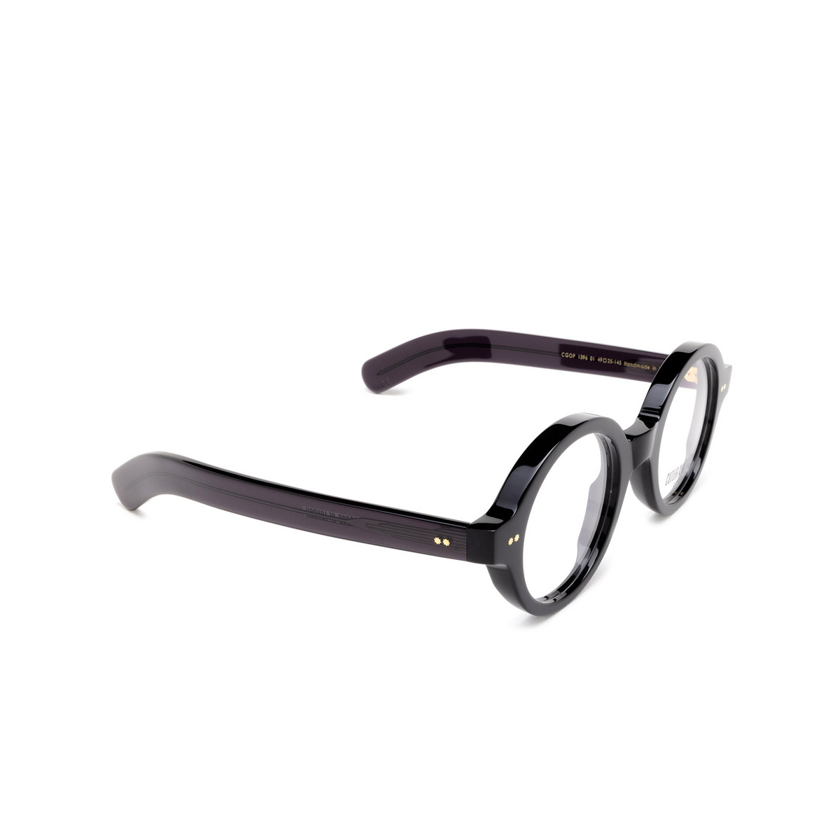 Cutler and Gross® Round Eyeglasses: 1396 color 01 Black - three-quarters view