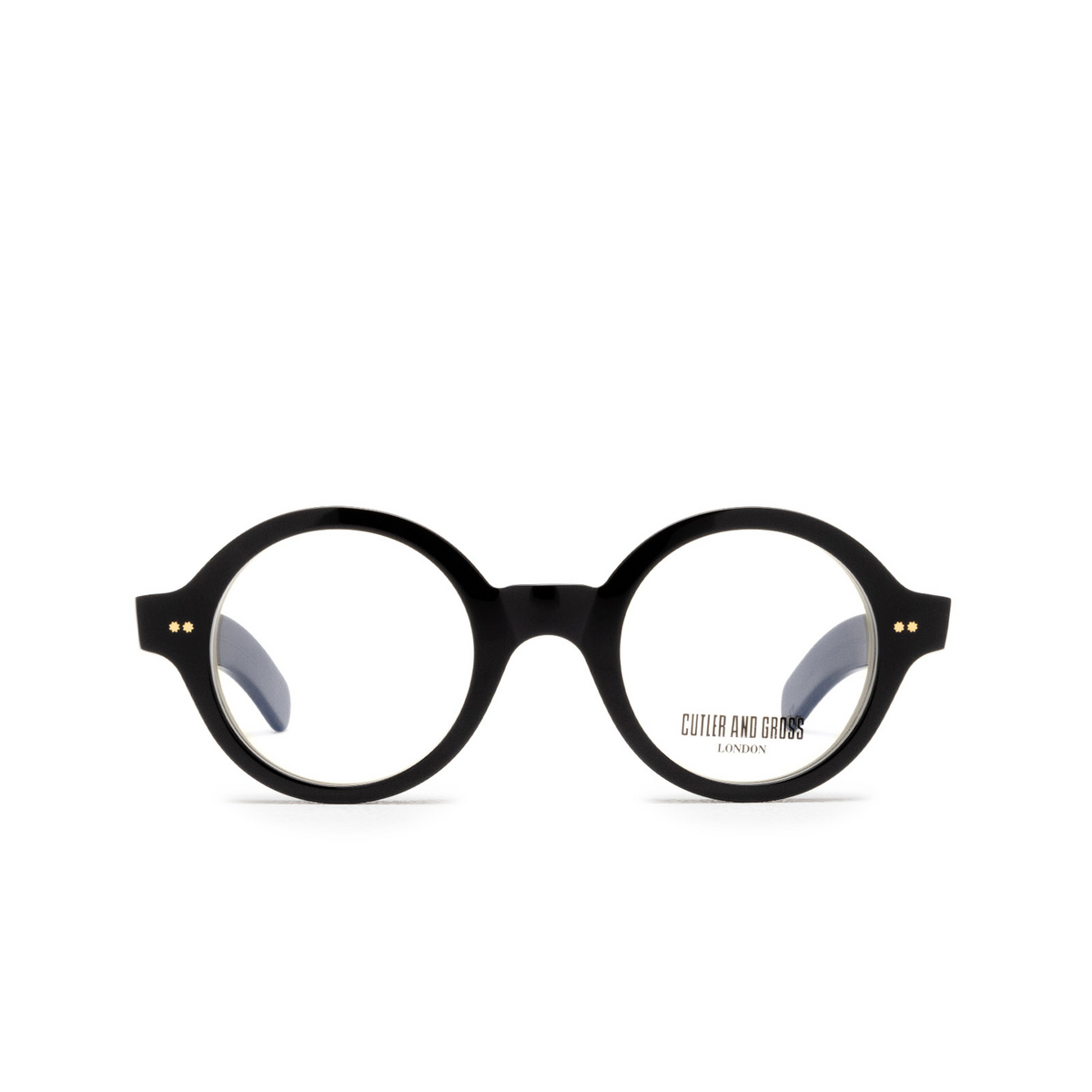 Cutler and Gross® Round Eyeglasses: 1396 color 01 Black - front view