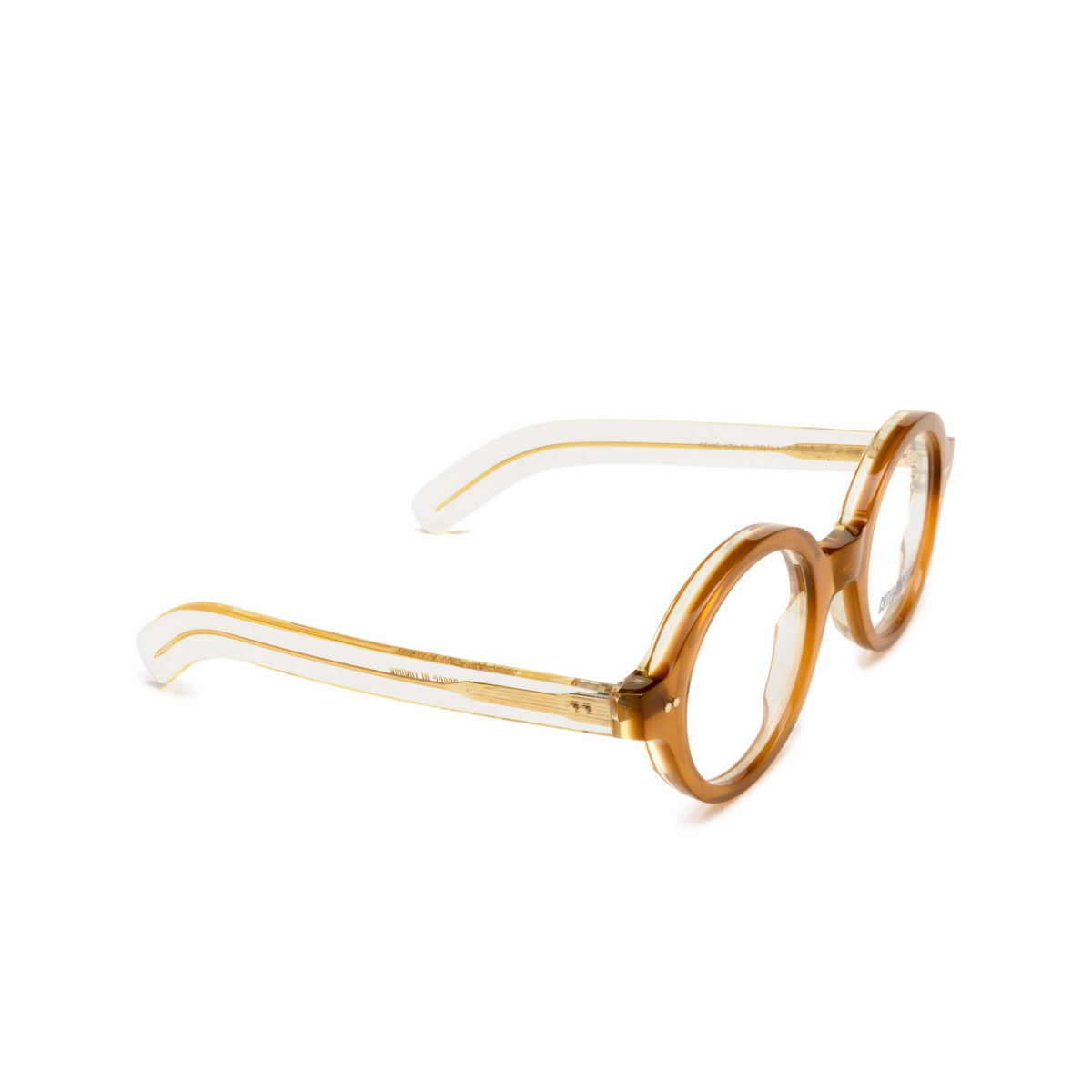 Cutler and Gross® Round Eyeglasses: 1396 color 04 Bi-layer Butterscotch - three-quarters view