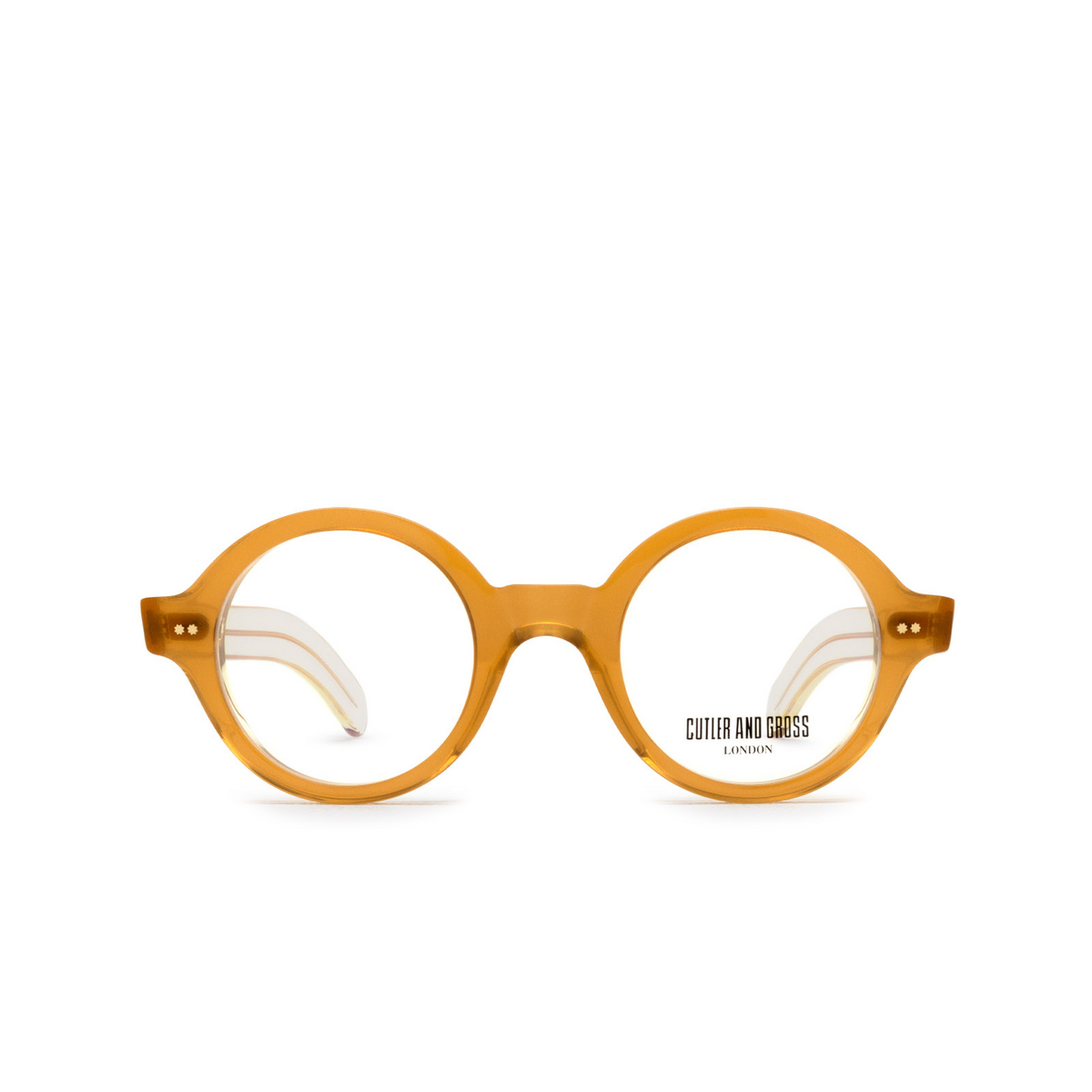 Cutler and Gross® Round Eyeglasses: 1396 color 04 Bi-layer Butterscotch - front view
