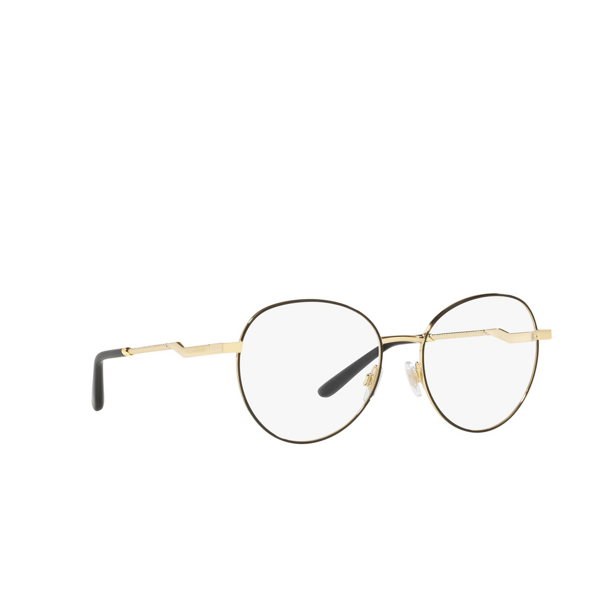 Dolce & Gabbana® Round Eyeglasses: DG1333 color Gold / Black 1334 - three-quarters view.