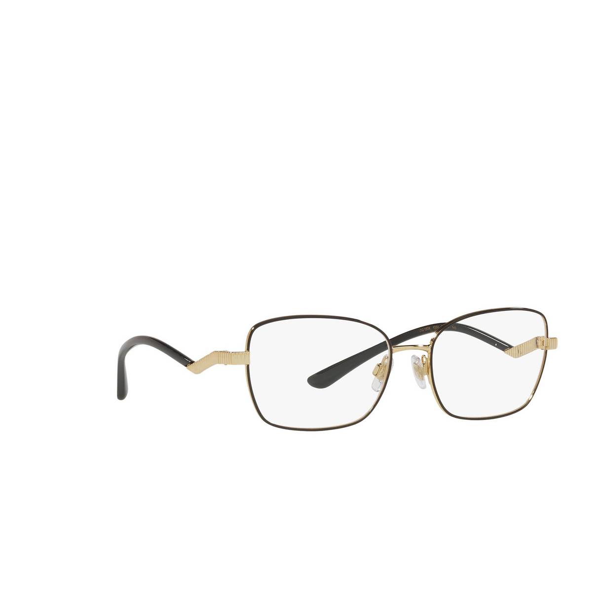 Dolce & Gabbana® Rectangle Eyeglasses: DG1334 color Gold / Black 1334 - three-quarters view.