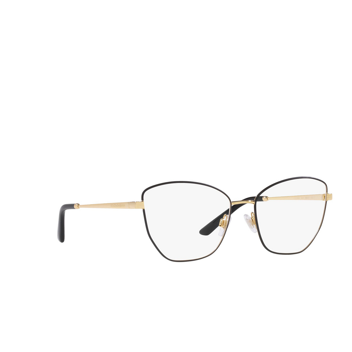 Dolce & Gabbana® Butterfly Eyeglasses: DG1340 color Gold / Matte Black 1311 - three-quarters view.