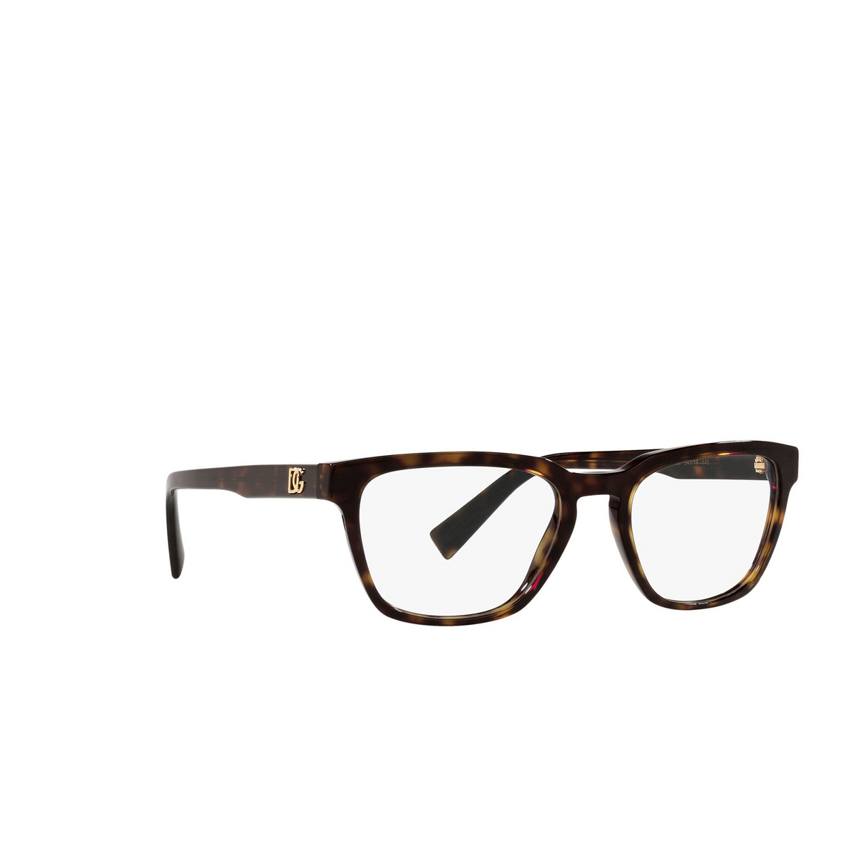 Dolce & Gabbana® Square Eyeglasses: DG3333 color Havana 502 - three-quarters view.