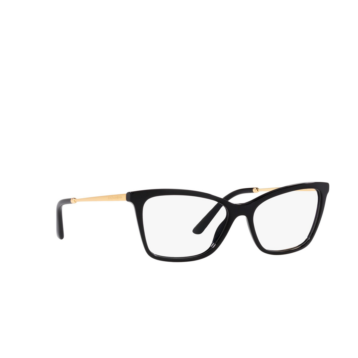 Dolce & Gabbana® Cat-eye Eyeglasses: DG3347 color Black 501 - three-quarters view.