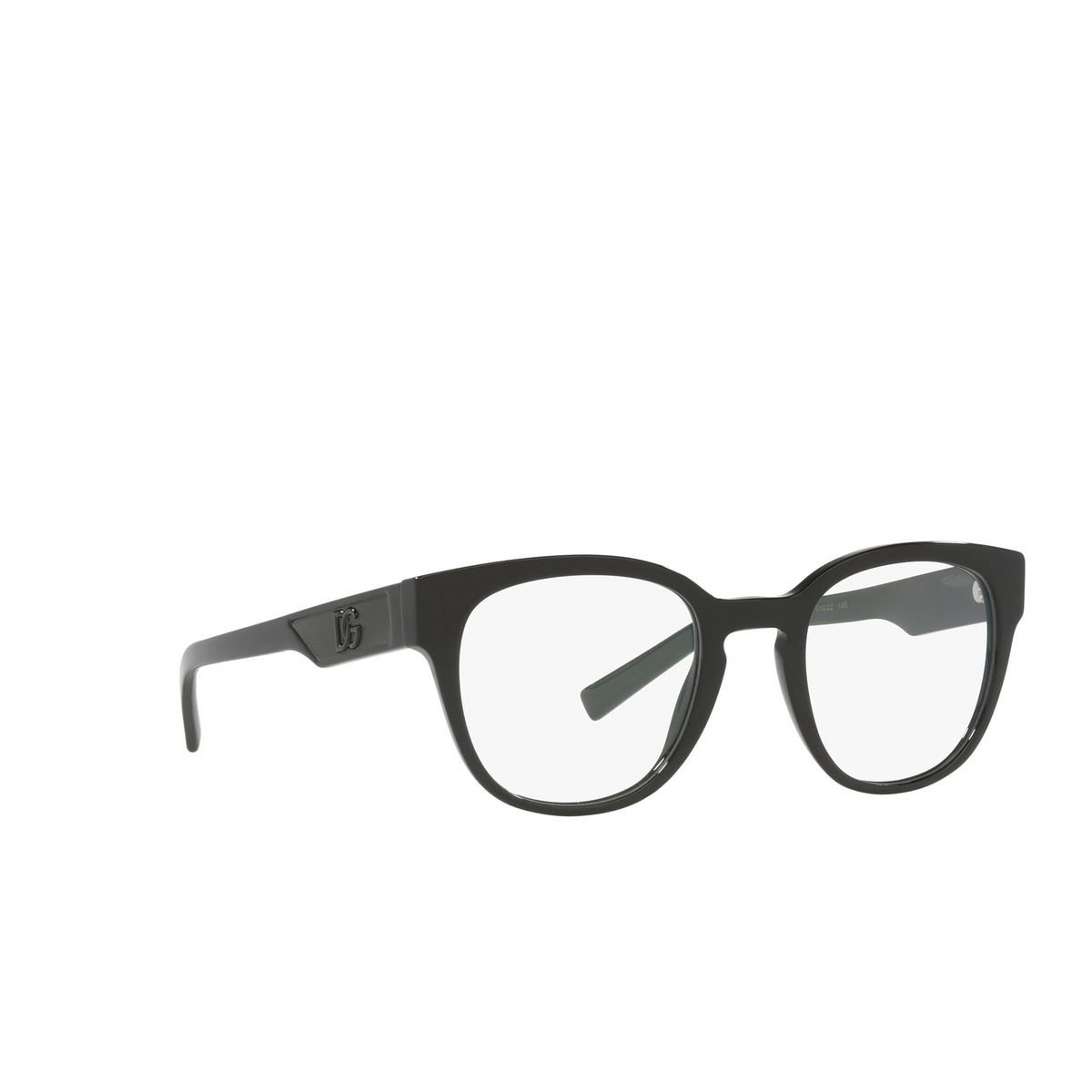 Dolce & Gabbana® Square Eyeglasses: DG3350 color Black 501 - three-quarters view.