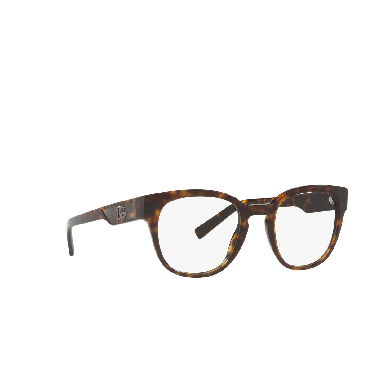 Dolce & Gabbana® Square Eyeglasses: DG3350 color Havana 502 - three-quarters view.