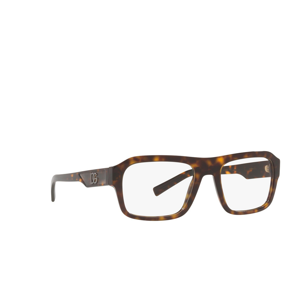 Dolce & Gabbana® Square Eyeglasses: DG3351 color Havana 502 - three-quarters view.