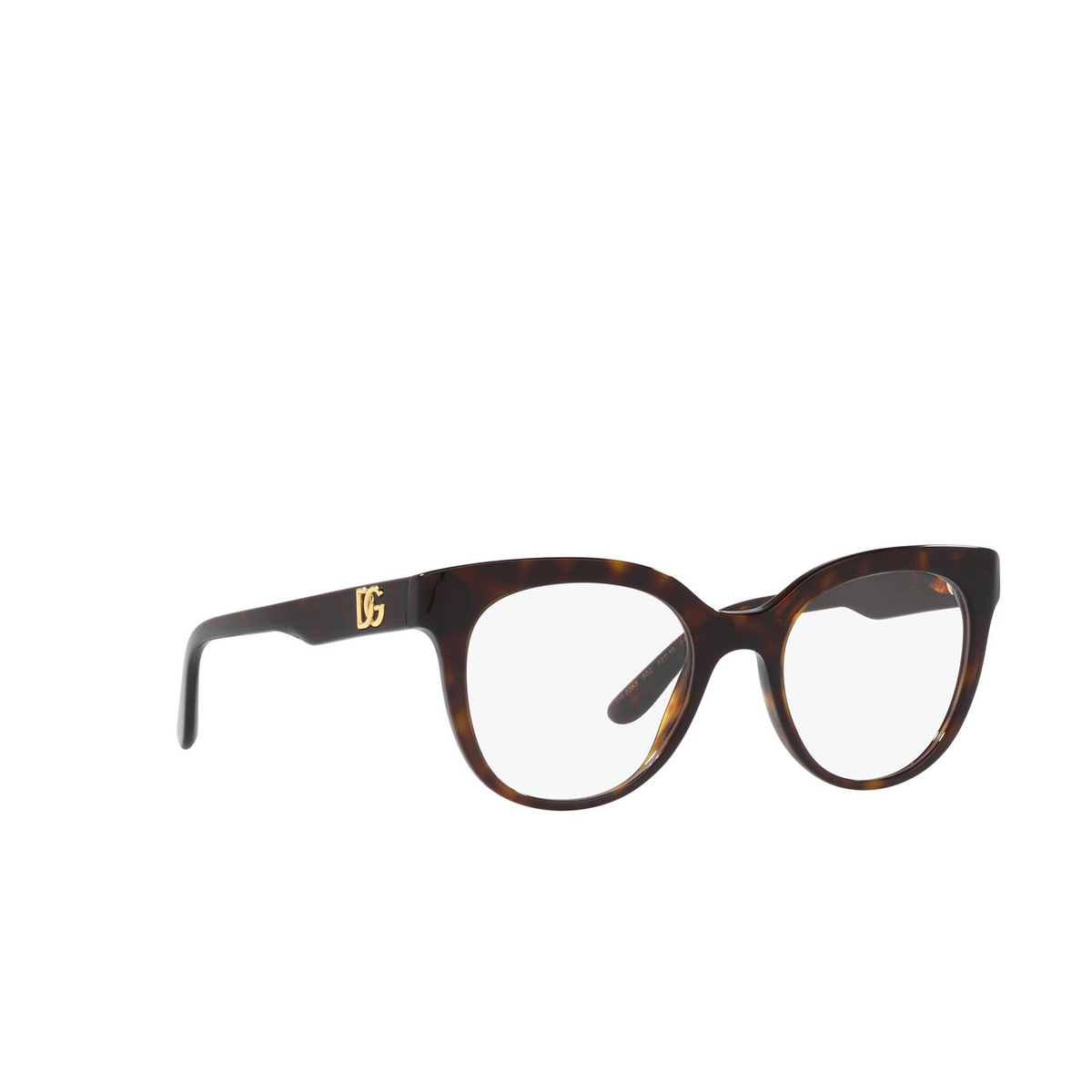 Dolce & Gabbana® Square Eyeglasses: DG3353 color Havana 502 - three-quarters view.