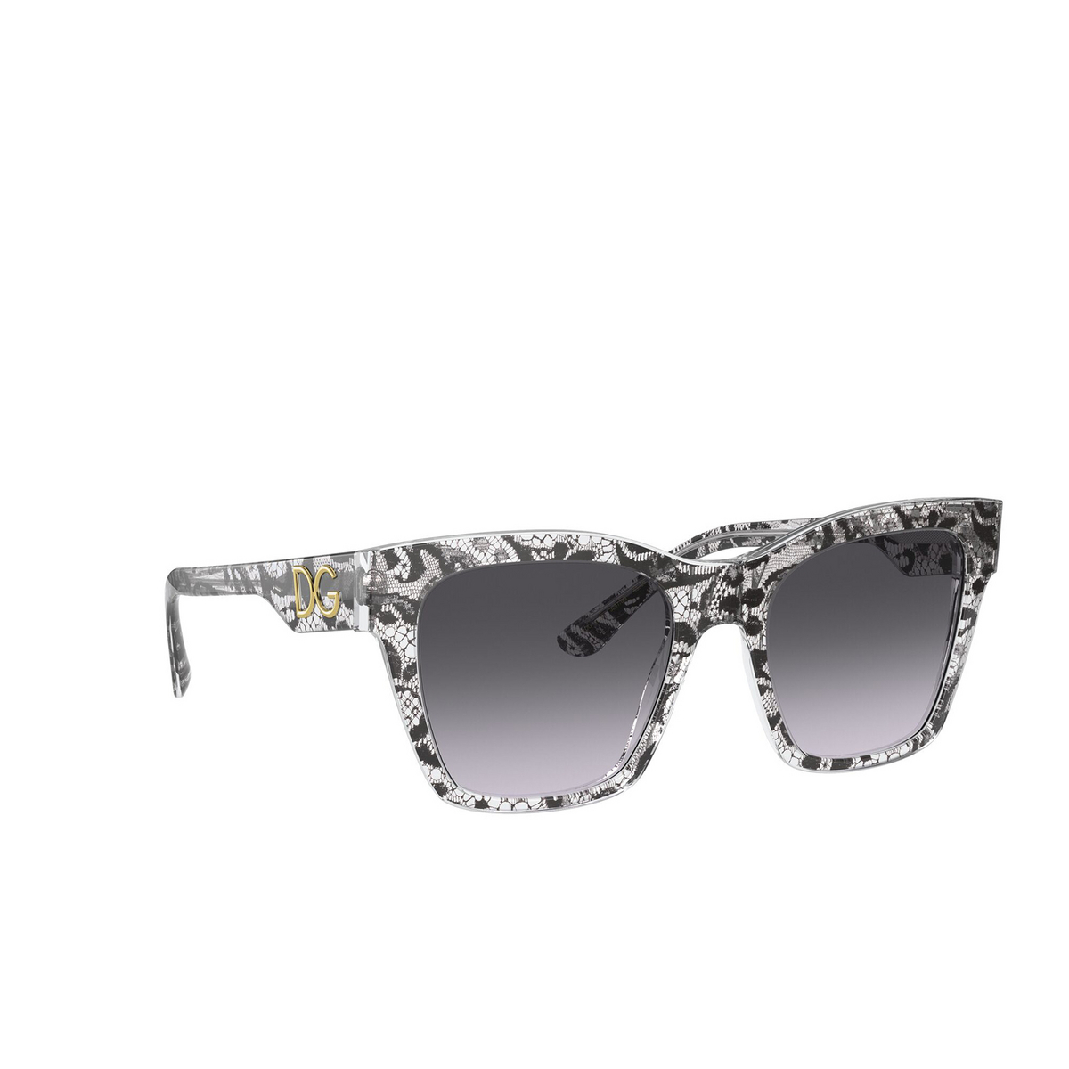 Dolce & Gabbana DG4384 Sunglasses 32878G Black Lace - three-quarters view