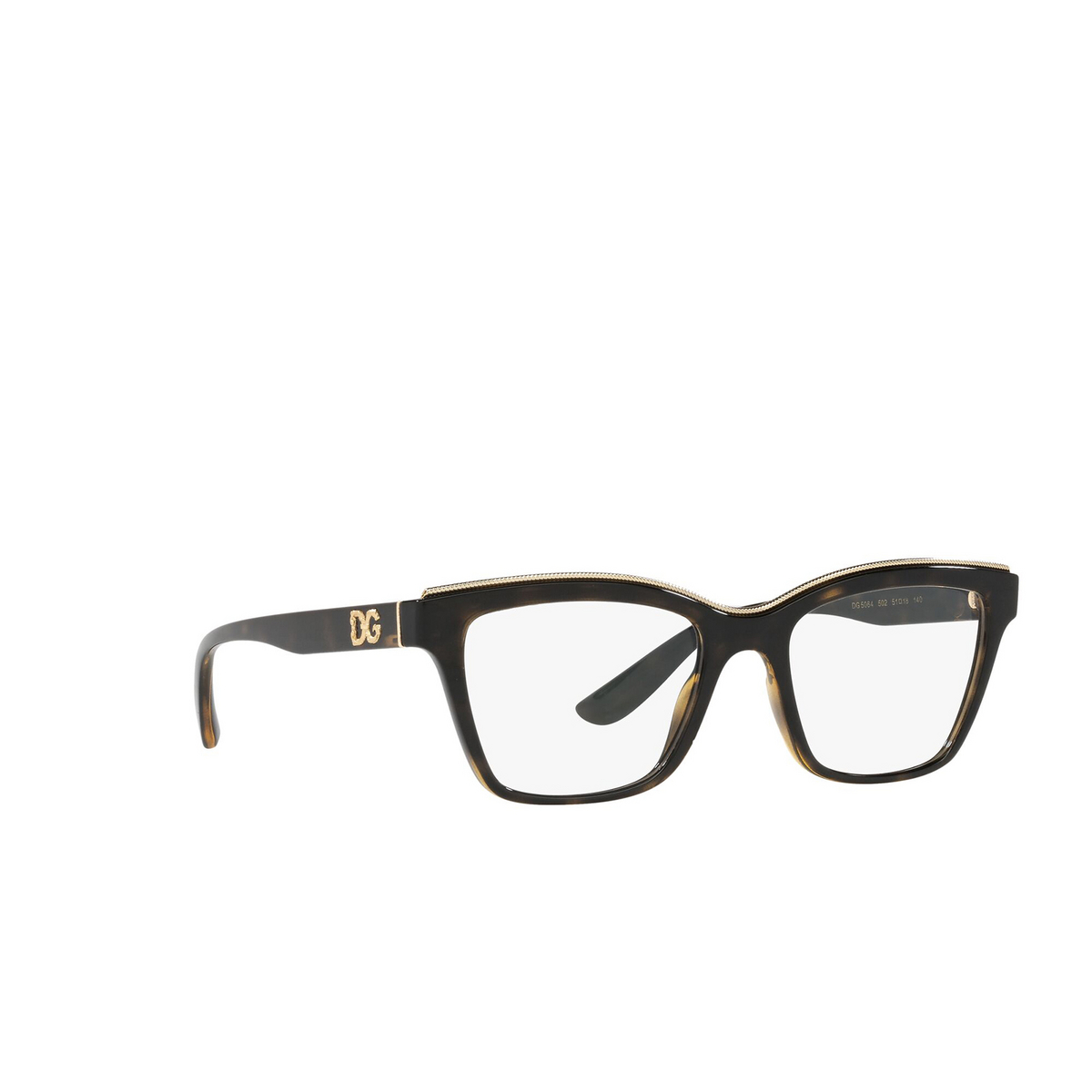 Dolce & Gabbana® Square Eyeglasses: DG5064 color Havana 502 - three-quarters view.