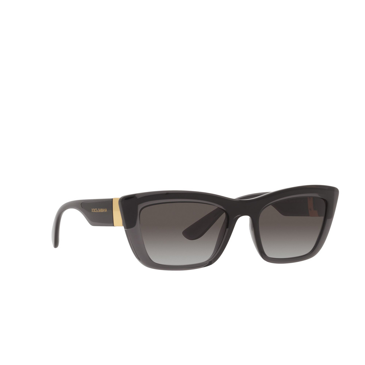 Dolce & Gabbana® Cat-eye Sunglasses: DG6171 color Transparent Grey/ Black 32578G - three-quarters view.