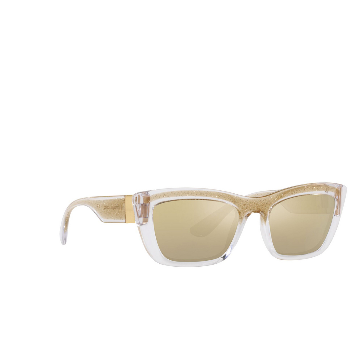 Dolce & Gabbana® Cat-eye Sunglasses: DG6171 color 3352V9 Transparent/gold Glitter - three-quarters view