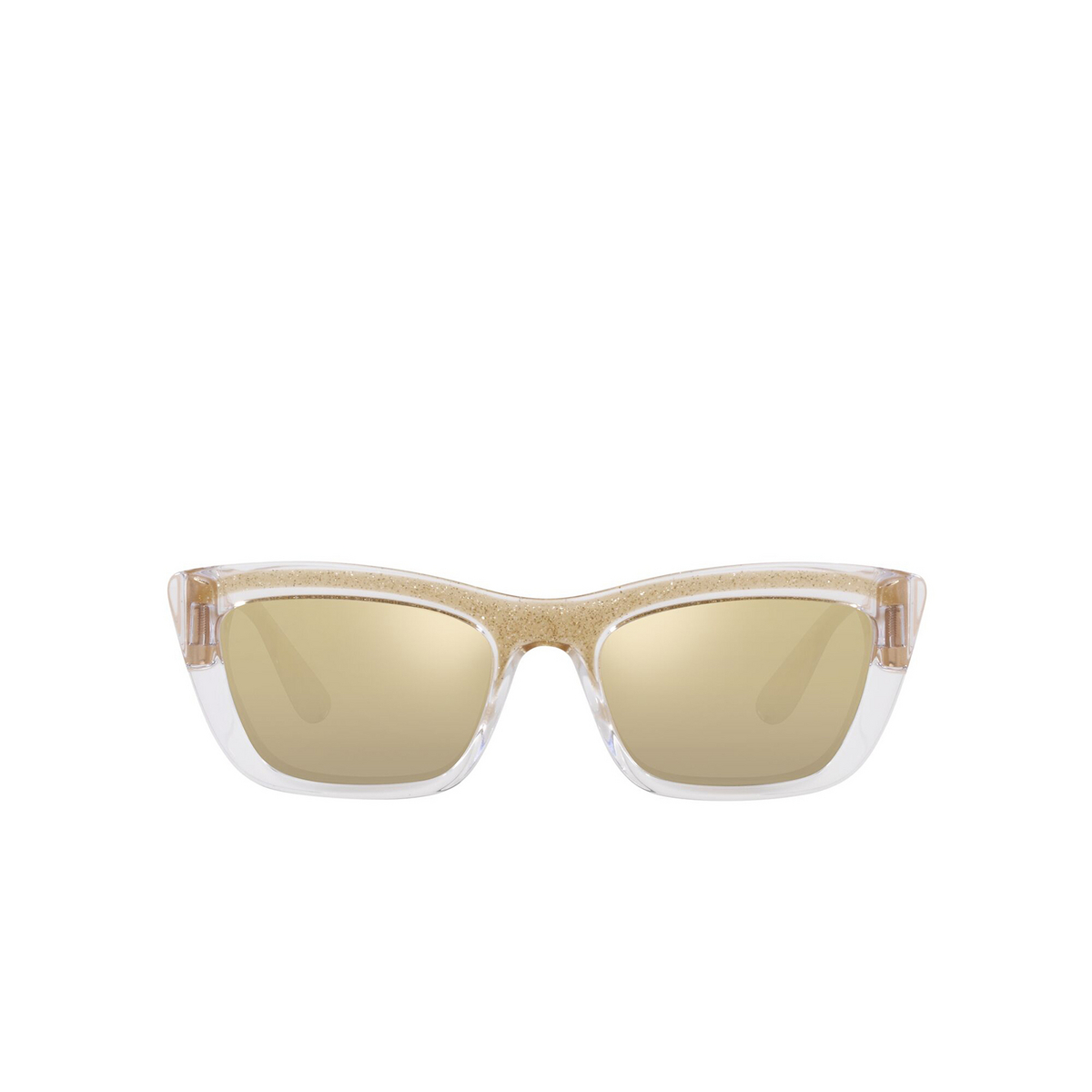 Dolce & Gabbana® Cat-eye Sunglasses: DG6171 color Transparent/gold Glitter 3352V9 - front view.