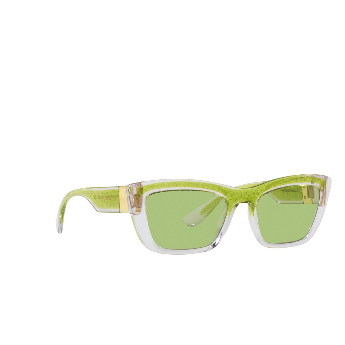 Dolce & Gabbana DG6171 Sunglasses 3354/2 Transparent/Green Glitter - three-quarters view