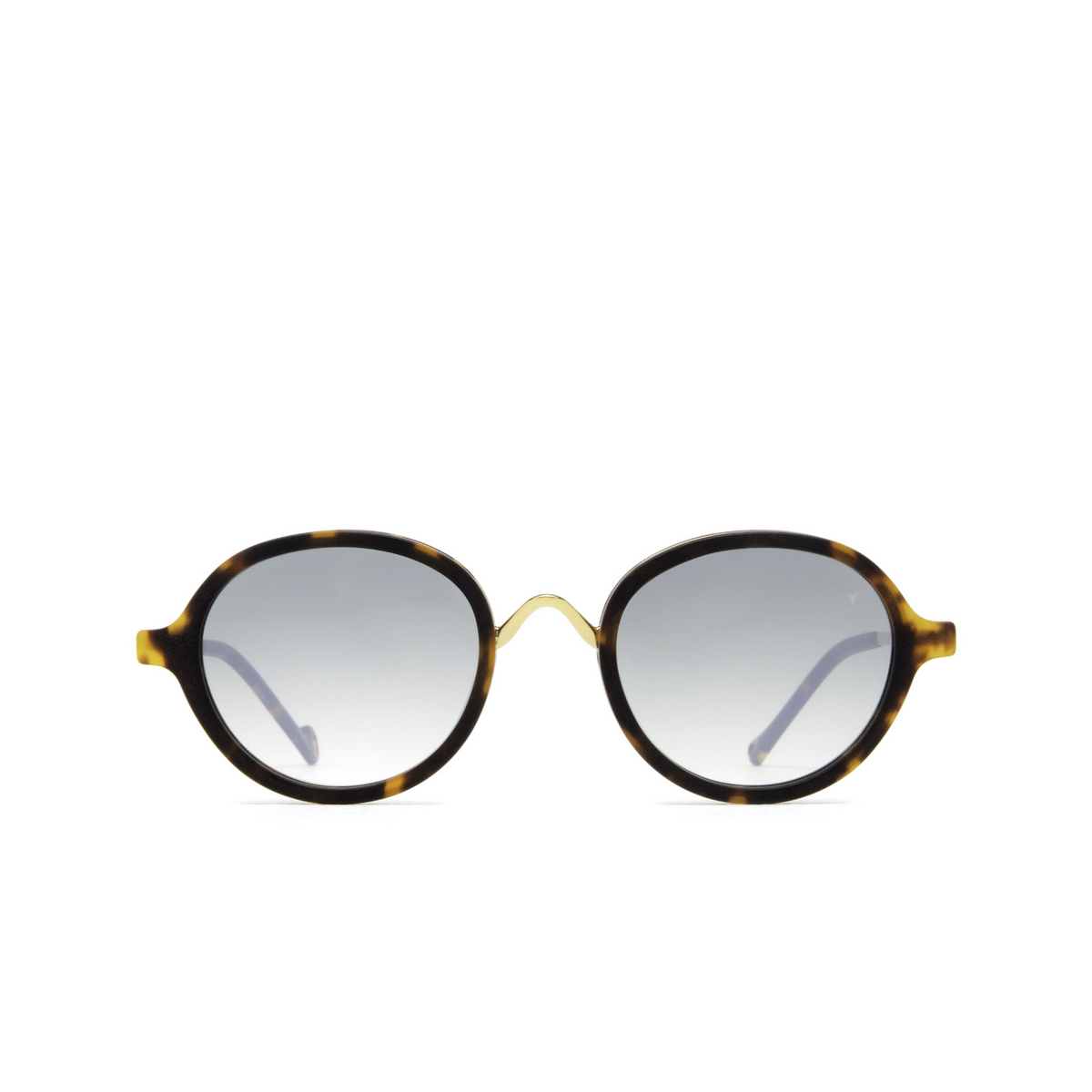 Eyepetizer® Round Sunglasses: 55 color Dark Havana Matt And Gold C.I-4-25F - front view.